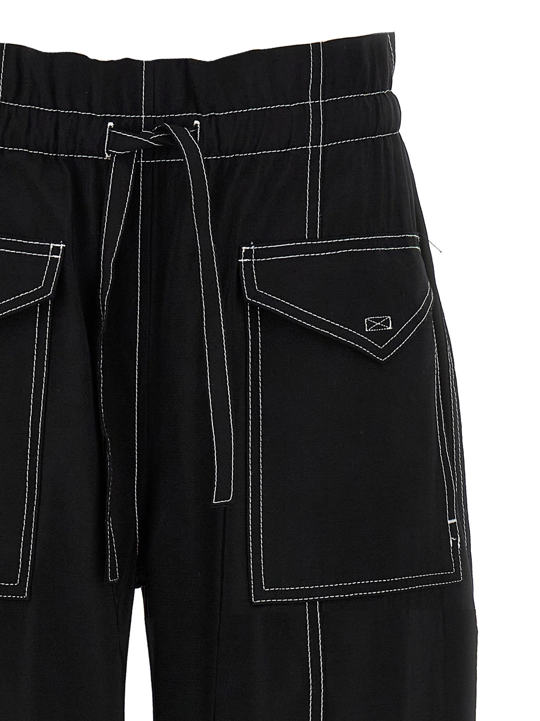 Ganni Light Slub Pocket Pantaloni - Nero | 2411f37e8af7d5fcd17b90e9642268ff41a36b38