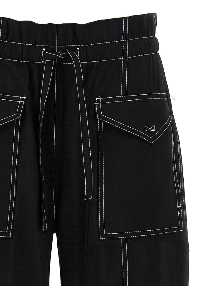 Ganni Light Slub Pocket Pantaloni - Nero | 2411f37e8af7d5fcd17b90e9642268ff41a36b38