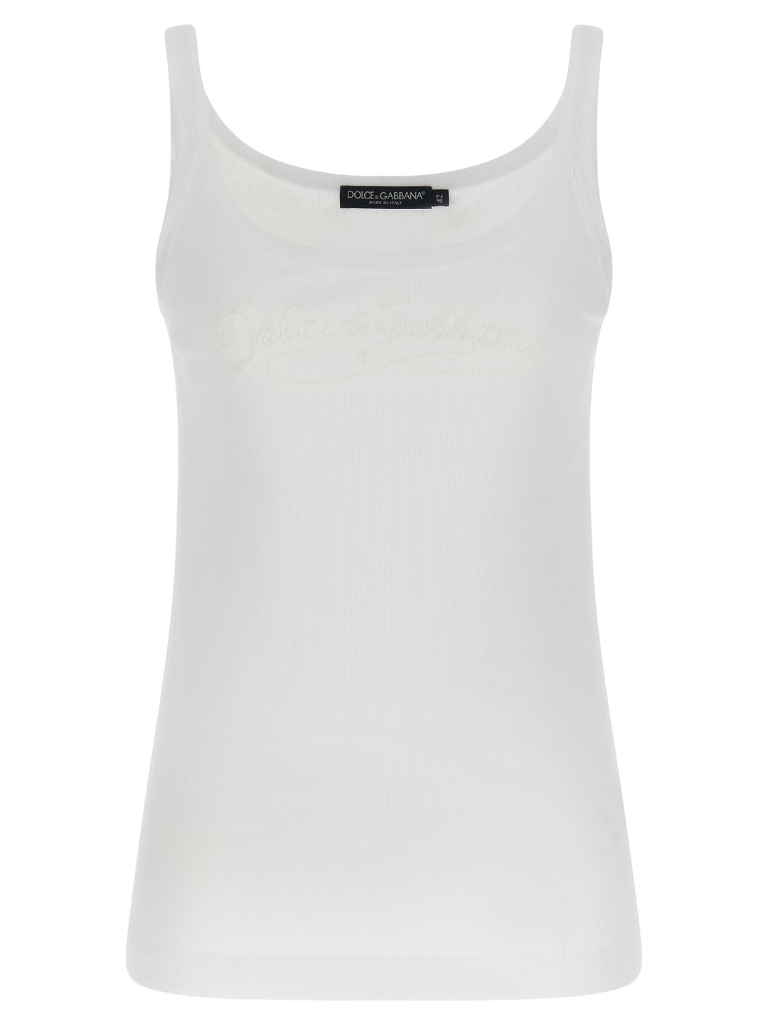 Dolce & Gabbana Logo Embroidery Tank Top Top - Bianco | 89b61e64fefbeb53f48818632a38dc33bd824962