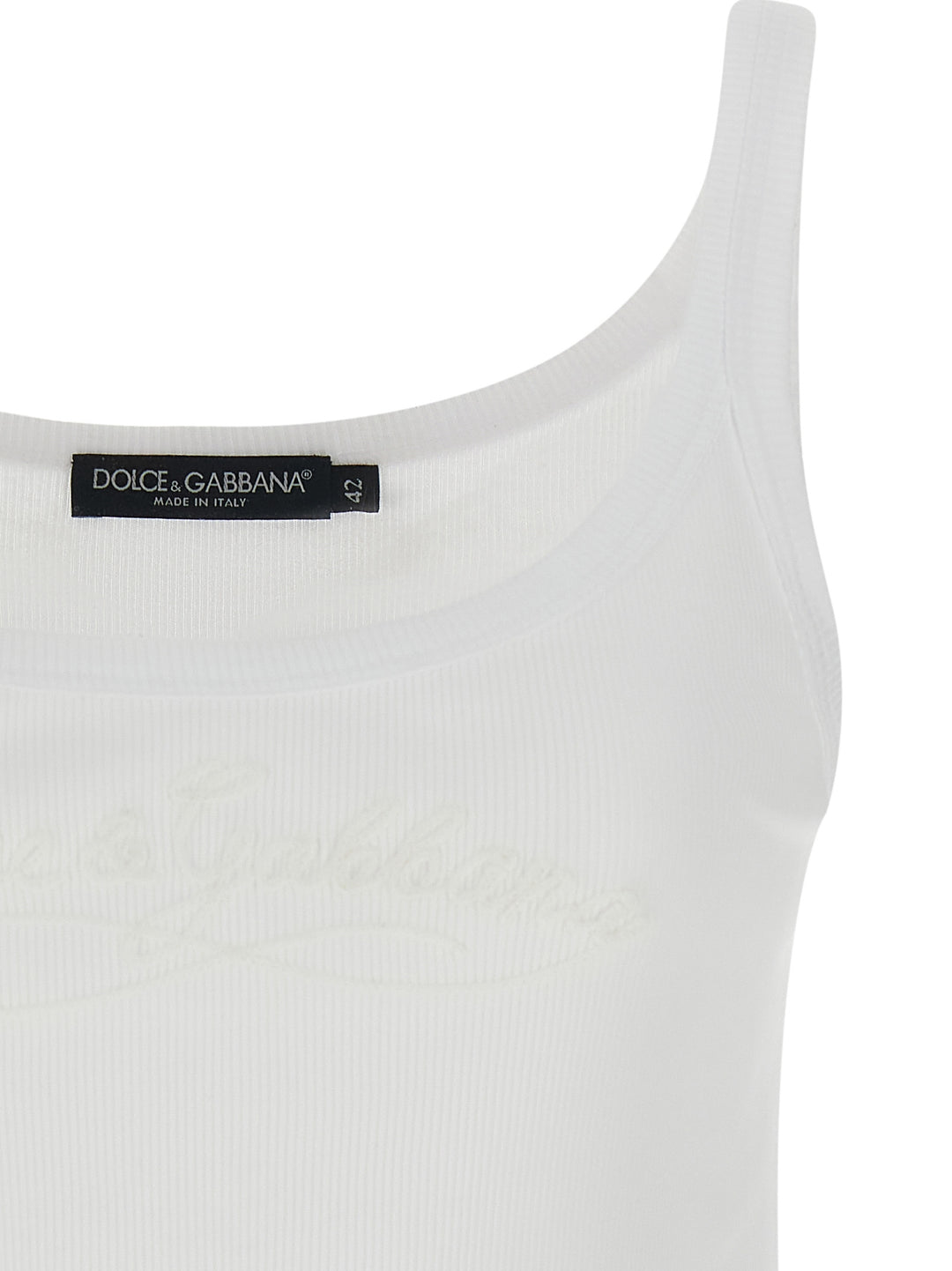 Dolce & Gabbana Logo Embroidery Tank Top Top - Bianco | 029a67fb162e2219c2e8a4fcbf9f5fabdcb6154d