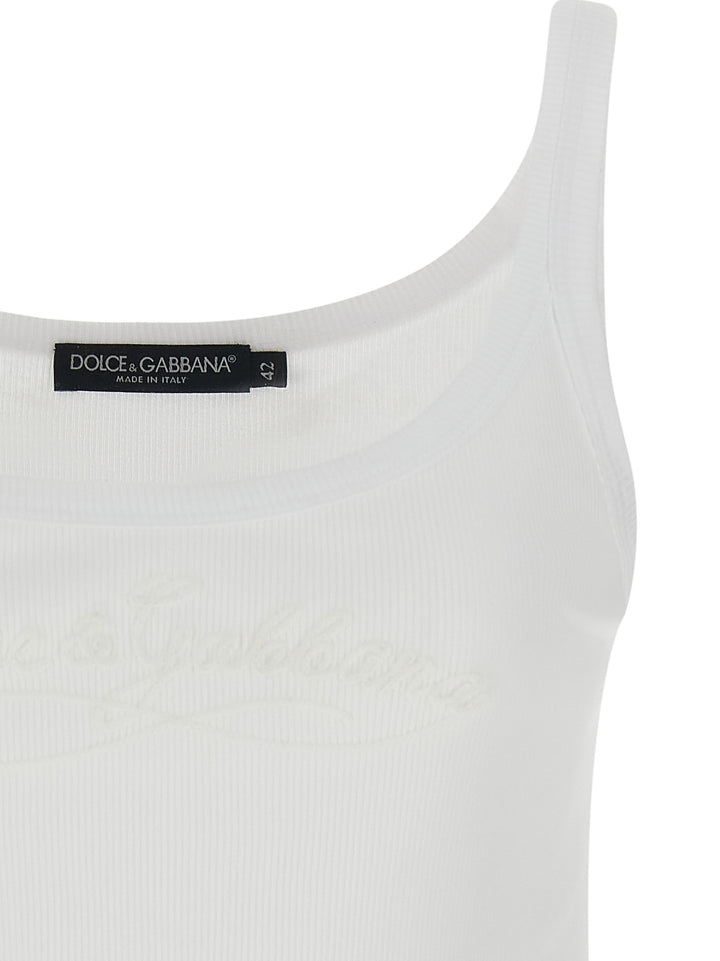 Dolce & Gabbana Logo Embroidery Tank Top Top - Bianco | 029a67fb162e2219c2e8a4fcbf9f5fabdcb6154d