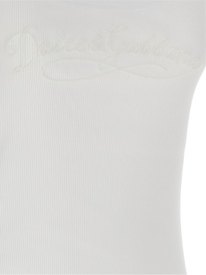 Dolce & Gabbana Logo Embroidery Tank Top Top - Bianco | 222a79182a496c4f4960814a1b6d39e9056d2c82