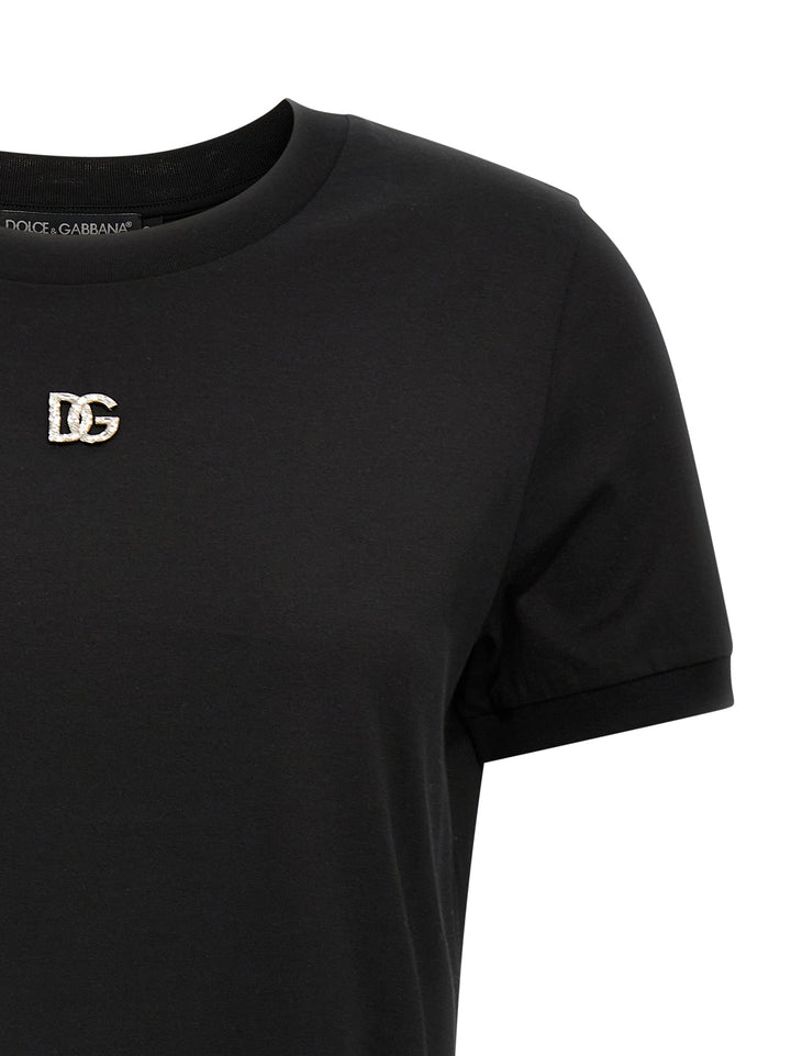 Dolce & Gabbana Rhinestone Logo T shirt - Nero | f3a1356d8dacf4eecf45f7c39b5d7611f667d5e8
