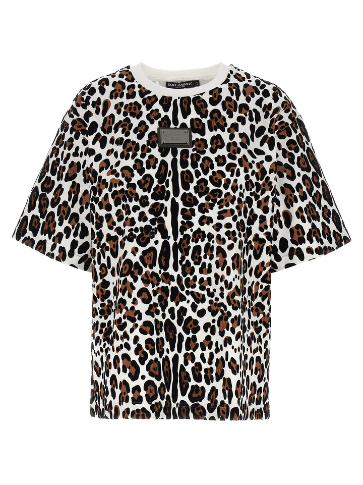 Dolce & Gabbana Animal Print Logo Plaque T shirt - Multicolor | 688e48d43a58e9962a971515d23bba2c5f01d5ba