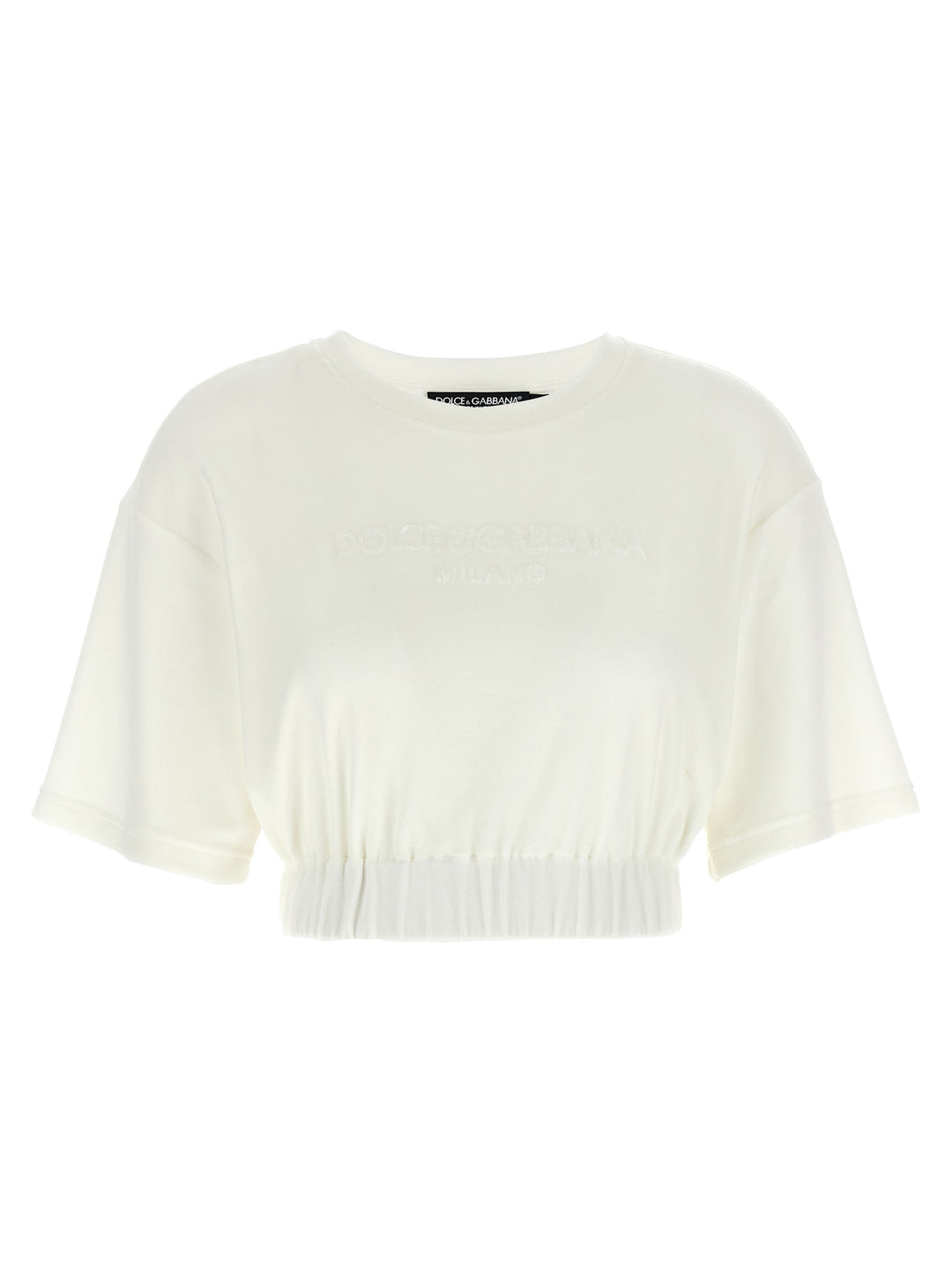 Dolce & Gabbana Logo Chenille Top Top - Bianco | 00240ece48405a7317379457be385c5208e35643