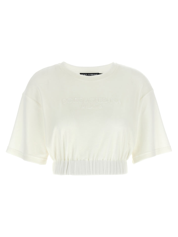 Dolce & Gabbana Logo Chenille Top Top - Bianco | 00240ece48405a7317379457be385c5208e35643