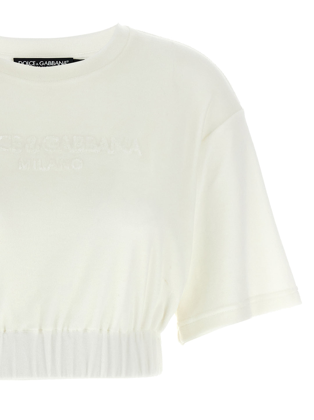 Dolce & Gabbana Logo Chenille Top Top - Bianco | 1b2b9800a98008a08bb9696cb7ecb4d17d0ea267
