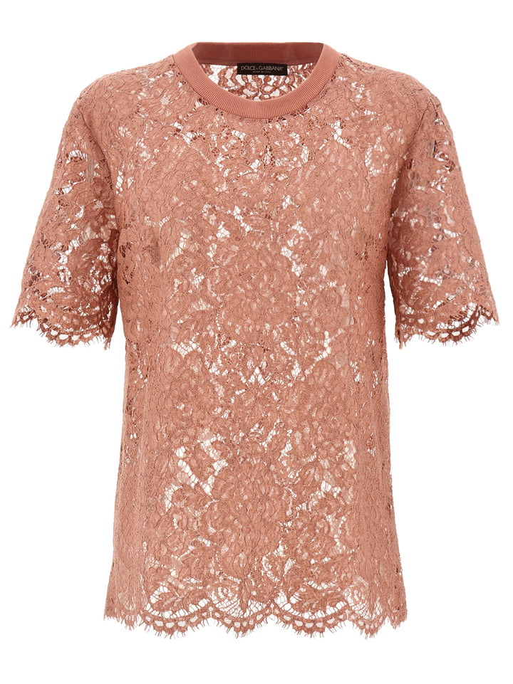 Dolce & Gabbana Lace T shirt - Rosa | fd7355ce724036c77fb8430bb7b97d5205ef5b75