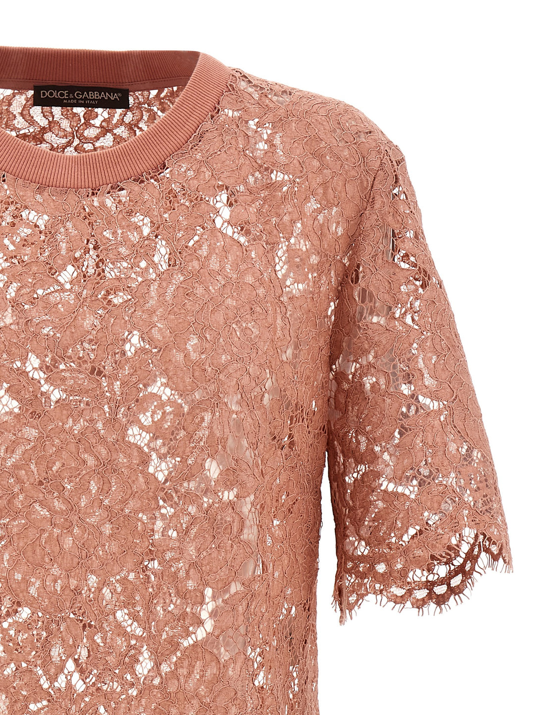 Dolce & Gabbana Lace T shirt - Rosa | 95b234aa1837a8576e8e6e173a1ba389cb701989