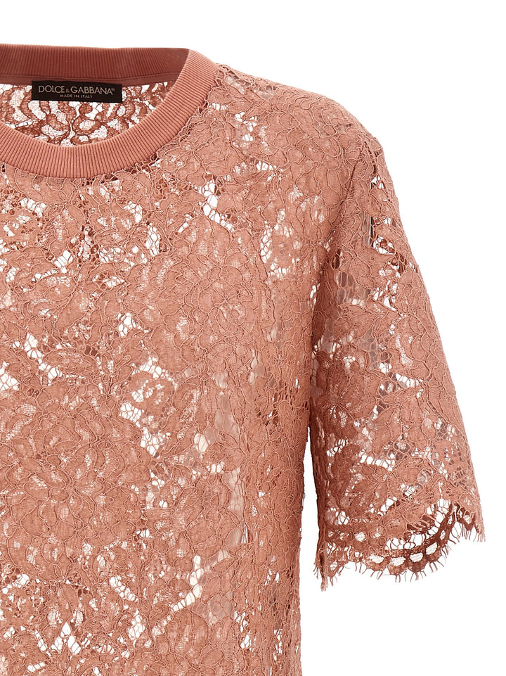 Dolce & Gabbana Lace T shirt - Rosa | 95b234aa1837a8576e8e6e173a1ba389cb701989