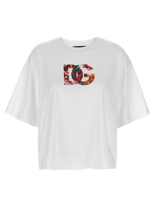 Floral Logo T Shirt Bianco