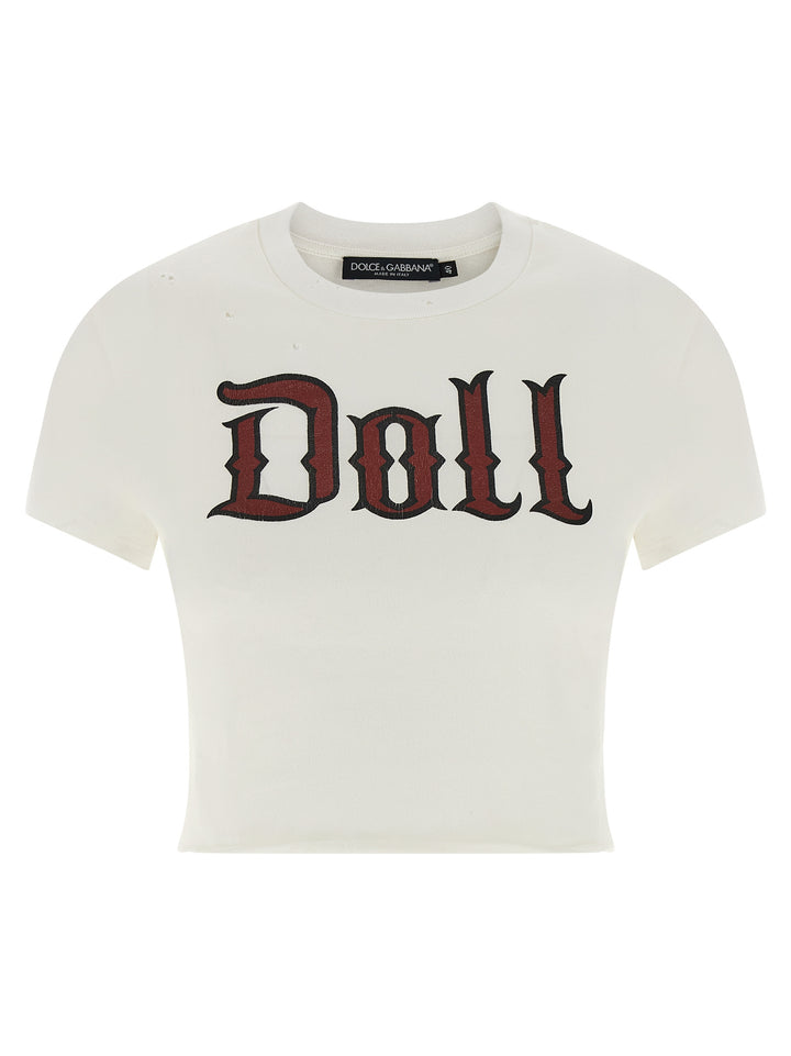 Dolce & Gabbana Used Effect Cotton T shirt - Bianco | ddedd8cc0c16392b7a4a9ce5abc19949255ef668