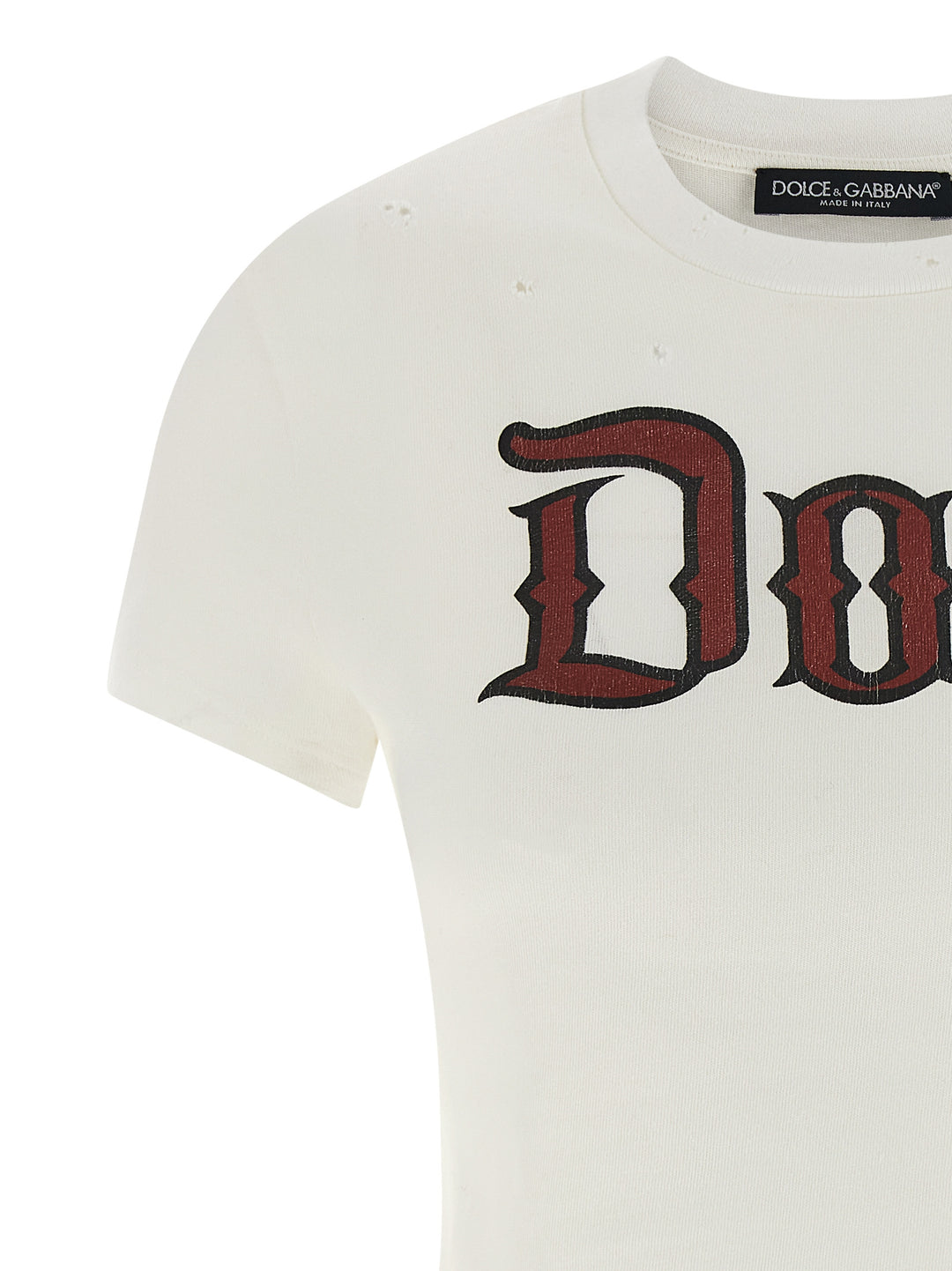 Dolce & Gabbana Used Effect Cotton T shirt - Bianco | 8a0fe3c26f96b60ec0fcf0b2f684501852ff9c16