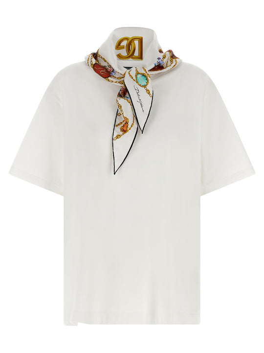 With Scarf T Shirt Bianco