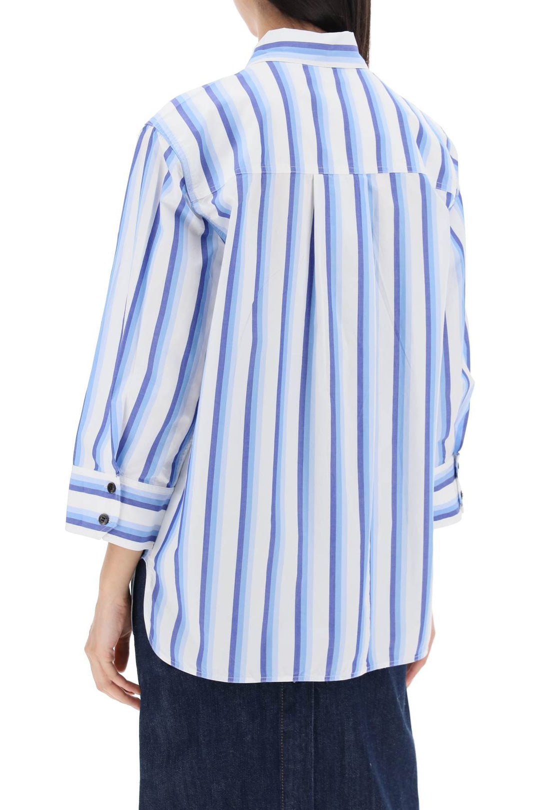 Camicia Oversize A Righe In Popeline
