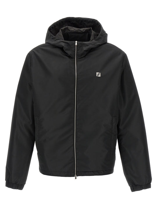 Logo Blouson Piumini, Parka, Giacche Casual Nero
