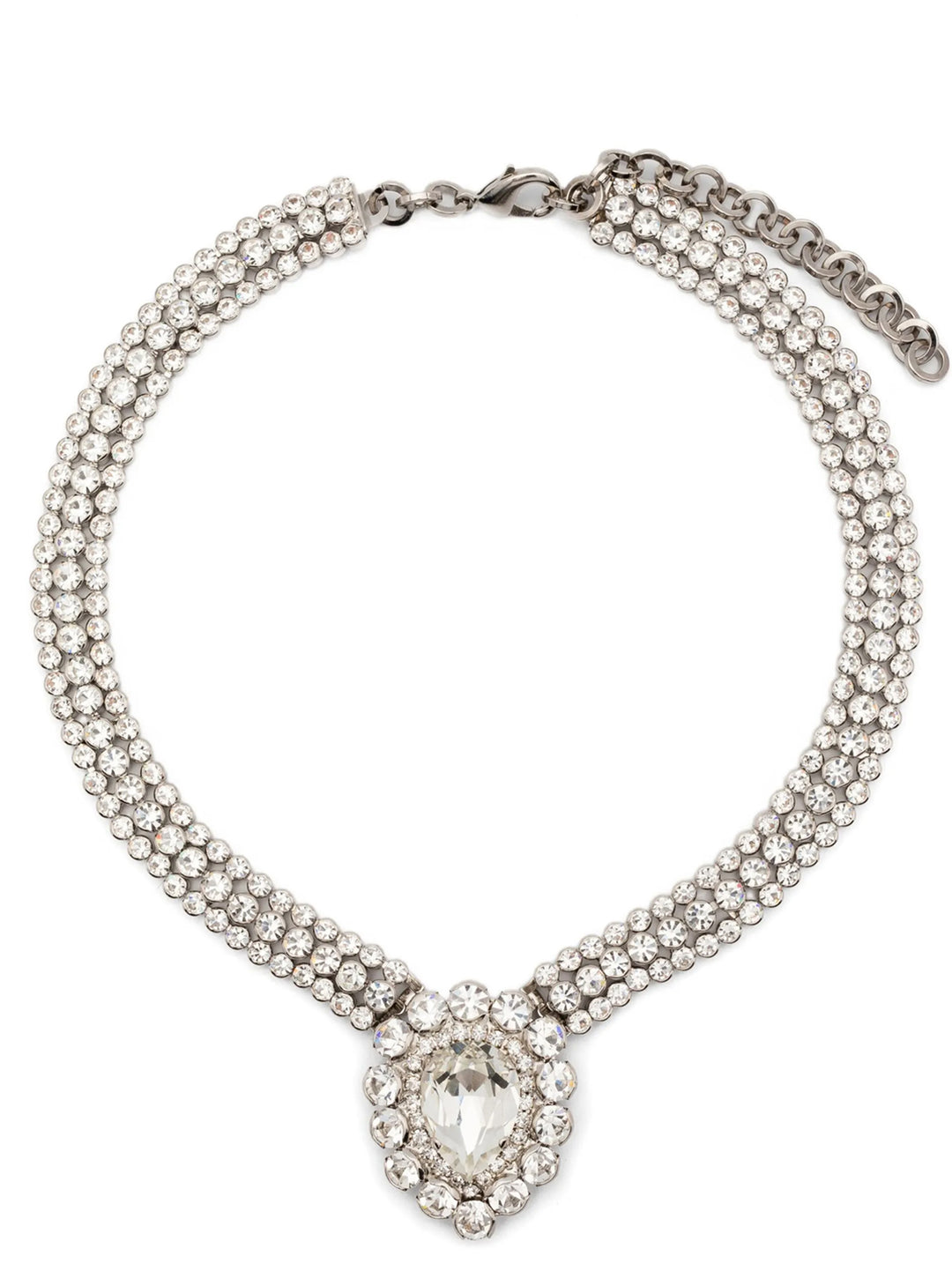 Alessandra Rich Drop Stone Necklace Gioielli - Silver | e0556f3b46f24fce444912642f0b0c7e794f04b1