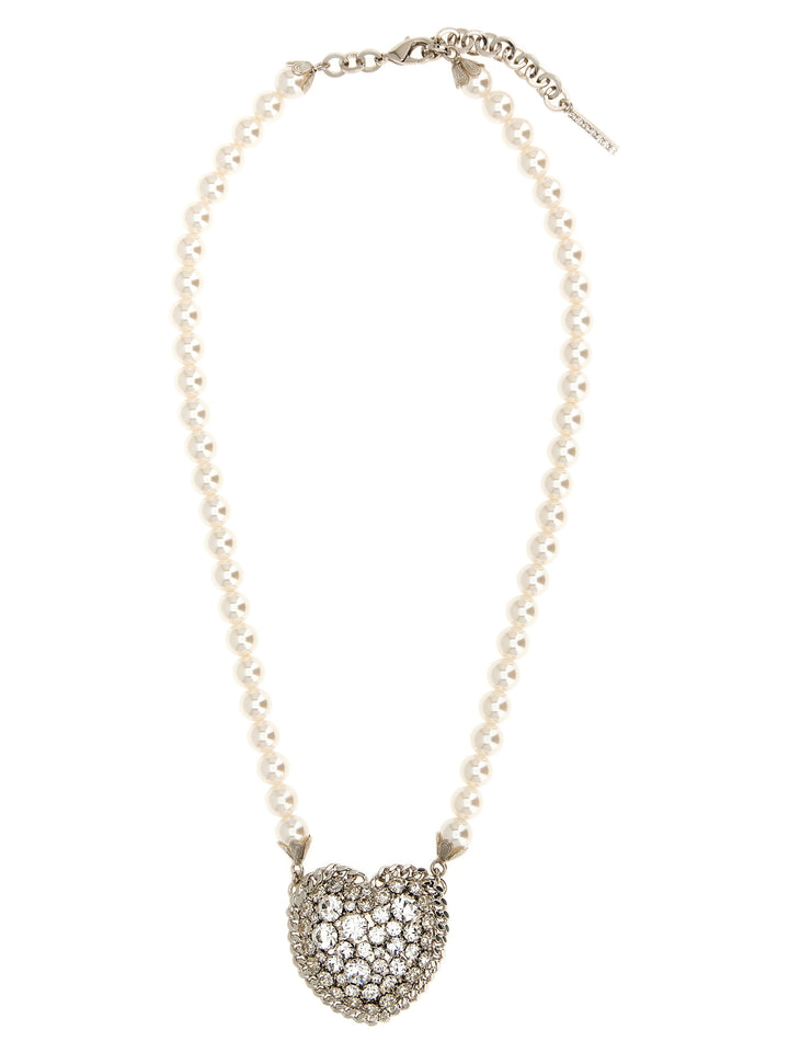 Alessandra Rich Pearl Heart Necklace Gioielli - Bianco | 33001fe6b8b6f605126d4ace72da902af72a6520