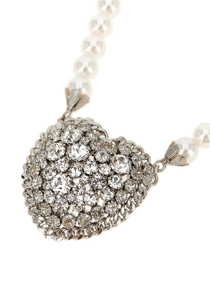 Alessandra Rich Pearl Heart Necklace Gioielli - Bianco | 6dad719642797a3f7d6c21828d8fcb9d7a7a01a9