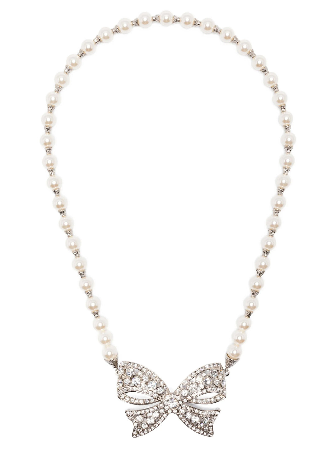 Alessandra Rich Pearl Bow Necklace Gioielli - Bianco | e69097fced0ae7fac4ea94c695e62bbeb7fbf93a