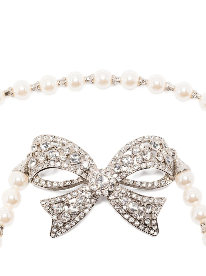 Alessandra Rich Pearl Bow Necklace Gioielli - Bianco | 8b42236b67fdc31ee2fca60b544714721a72ea59