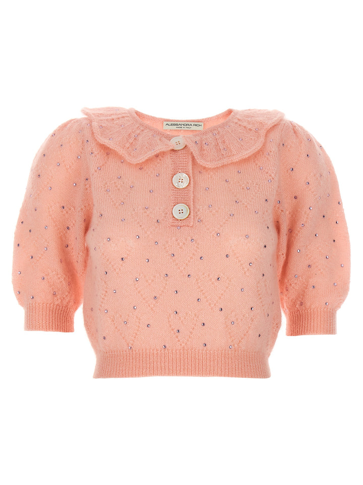 Alessandra Rich Rhinestone Sweater Maglioni - Rosa | d6488f636c056cefad2e3a3b29a4544ce048556d