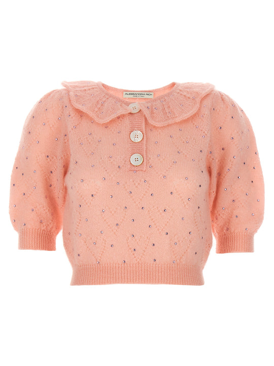 Rhinestone Sweater Maglioni Rosa