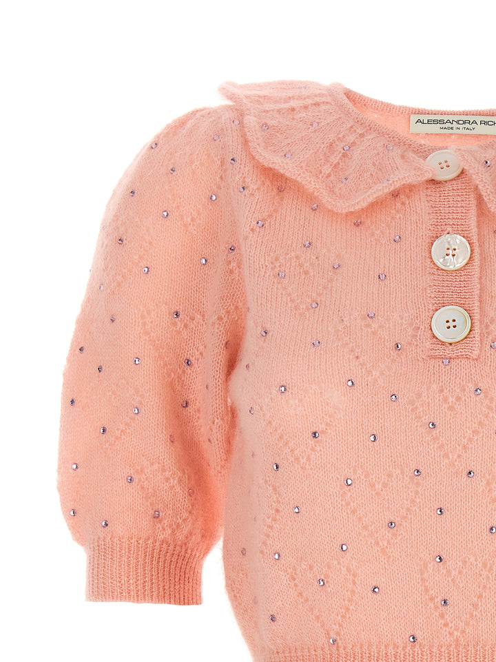 Alessandra Rich Rhinestone Sweater Maglioni - Rosa | f58de931102400a9b77cd2b3b5fabe356cb16c9f