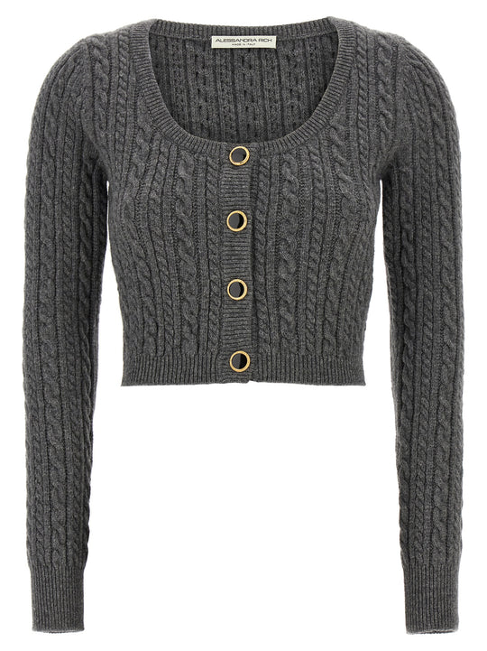 Cropped Wool Cardigan Maglioni Grigio
