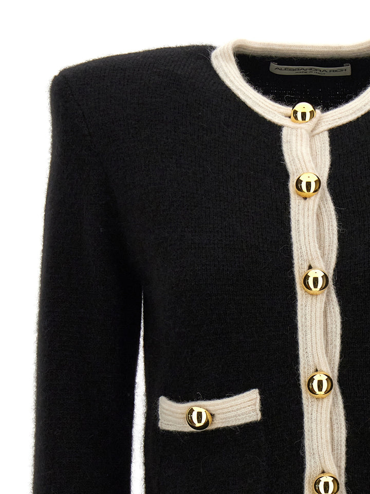 Alessandra Rich Alpaca Cropped Cardigan Maglioni - Nero | d249e65a92faec92ef0323fe7da9e394211963a4