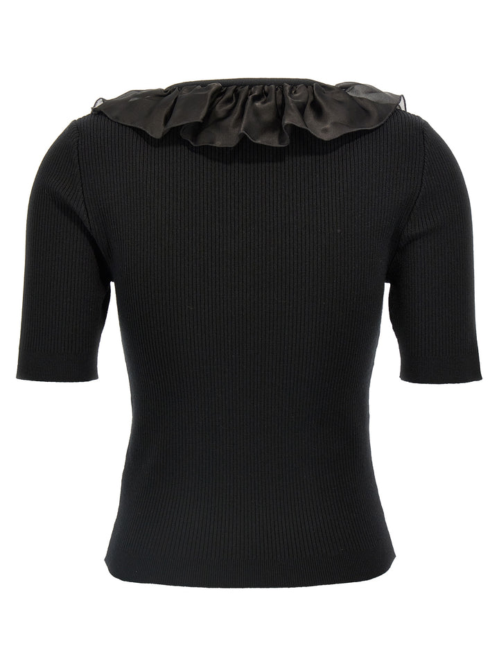 Alessandra Rich Ruffle T shirt - Nero | 0c5253cf8a916d716ad379f61085d7993ddd0791