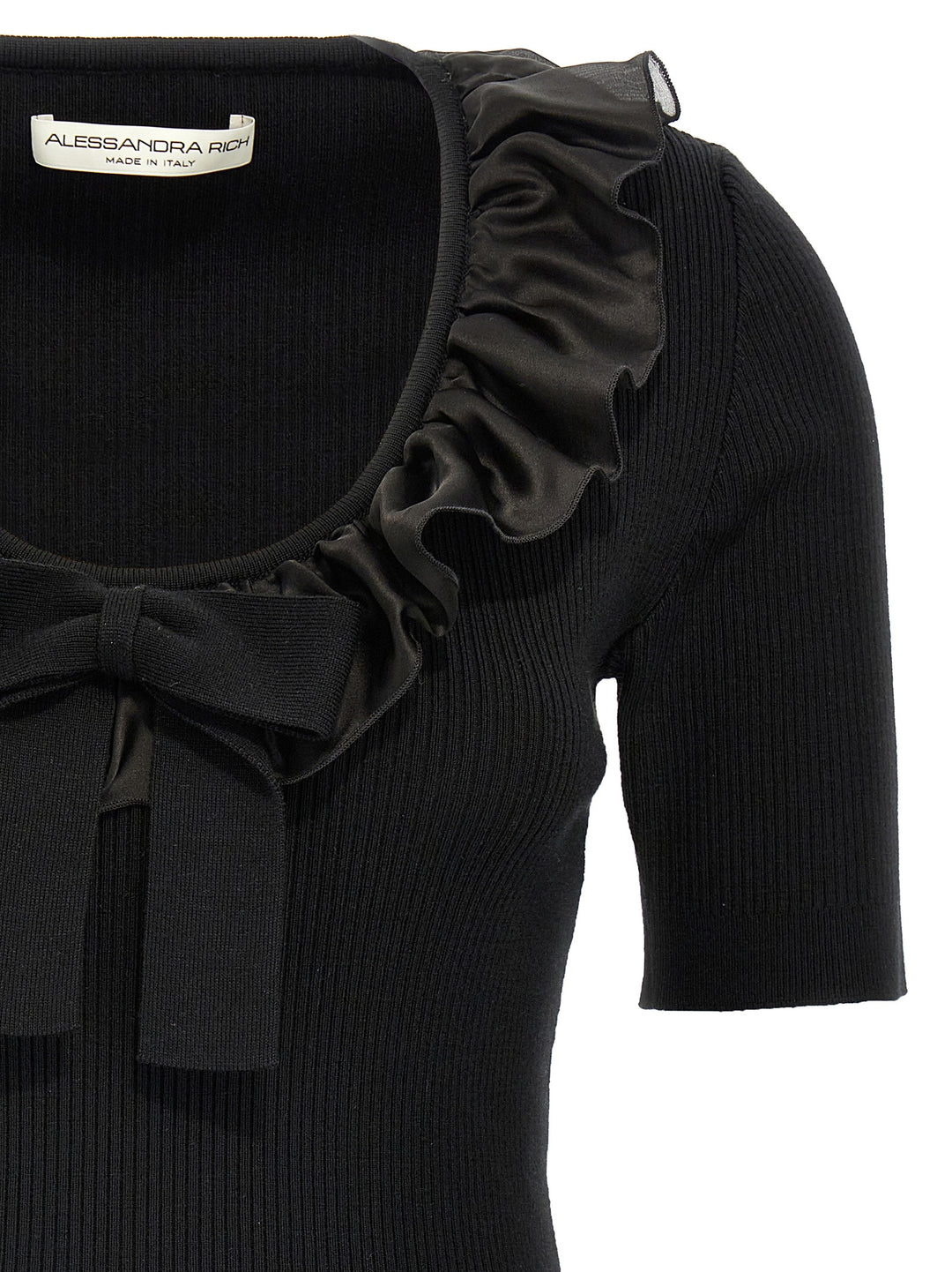 Alessandra Rich Ruffle T shirt - Nero | dec154afdddc020588643e11693ce41bee1fd65a