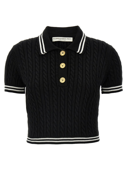 Braided Shirt Polo Bianco/Nero