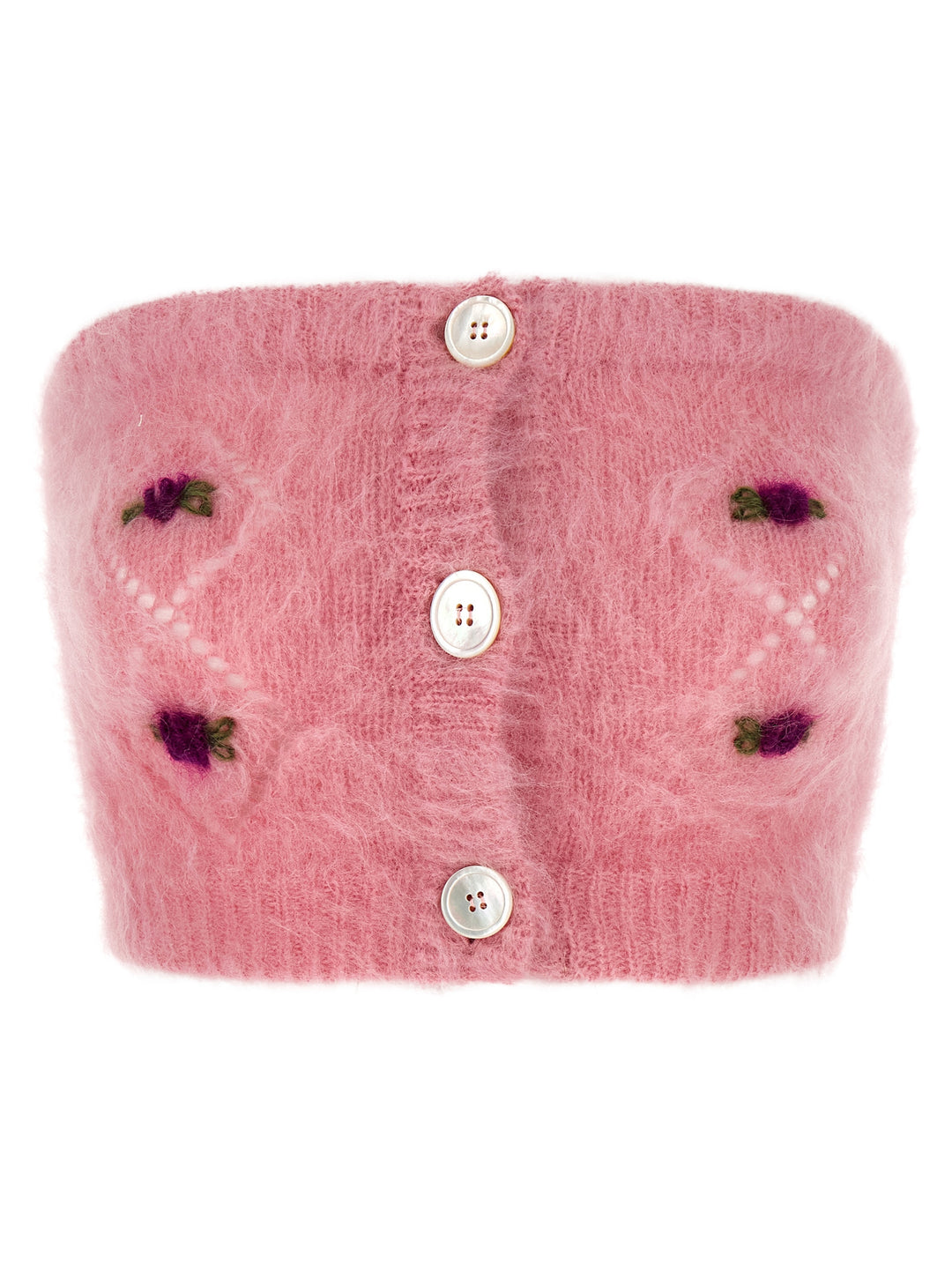 Alessandra Rich Carded Mohair Top - Rosa | fc469e37ef2cd9b4f28bb20e664e2bbdb68882c2
