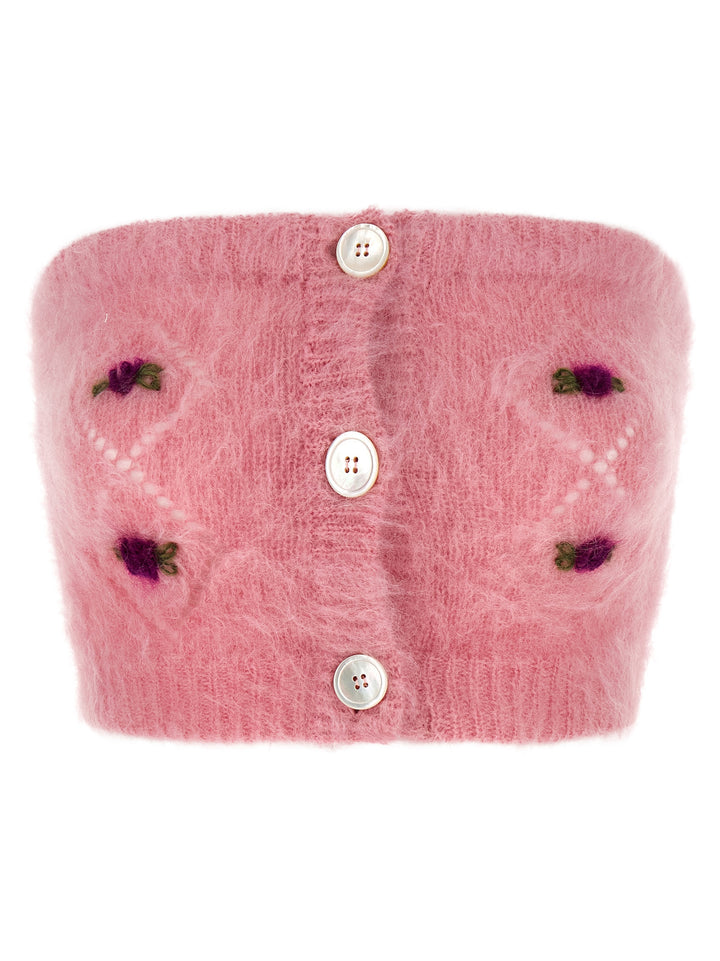 Alessandra Rich Carded Mohair Top - Rosa | fc469e37ef2cd9b4f28bb20e664e2bbdb68882c2