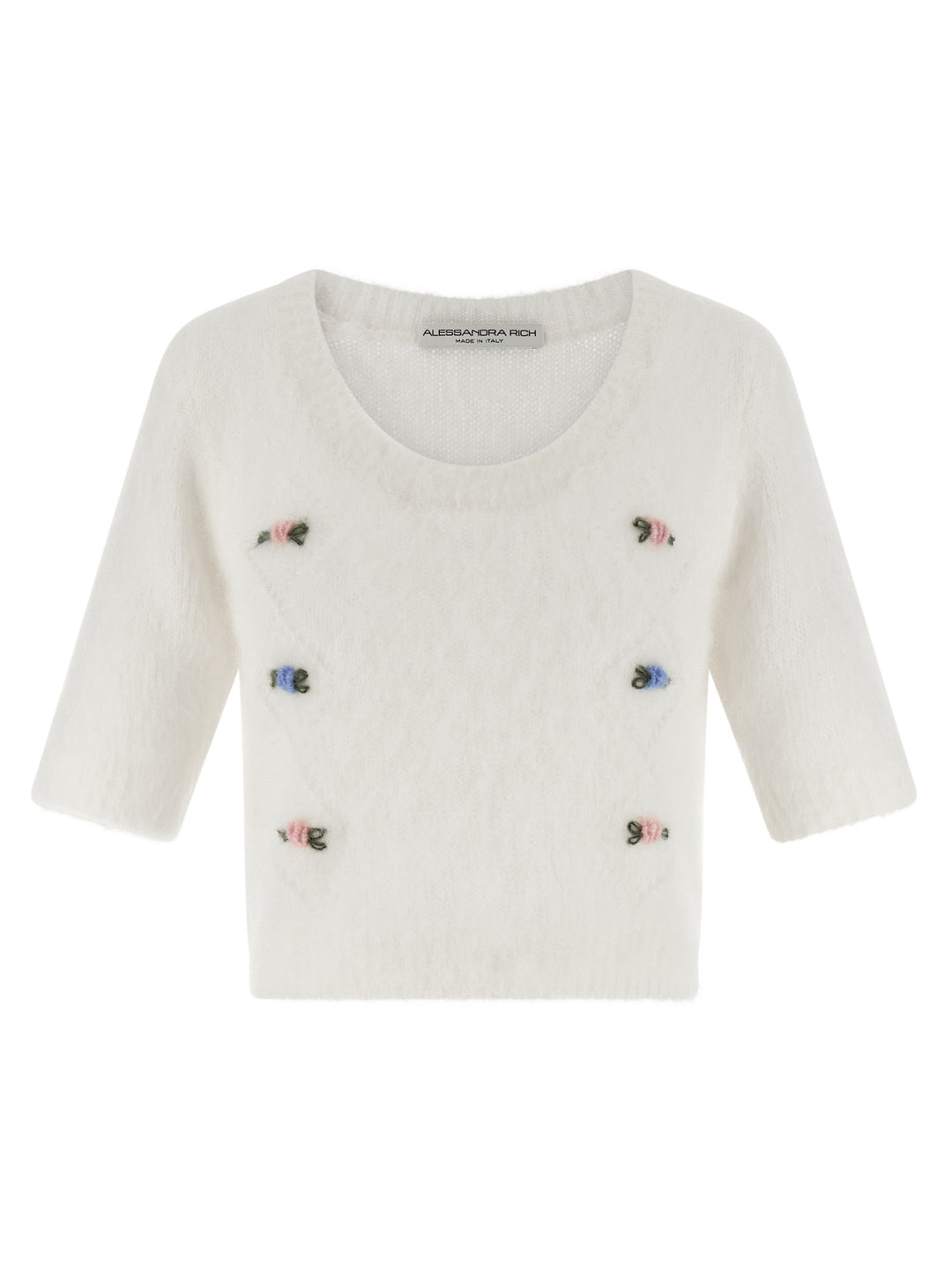Alessandra Rich Carded Mohair Maglioni - Bianco | f3a0d1ffbc8a3fcf54ccd18576684f461bedd3dc