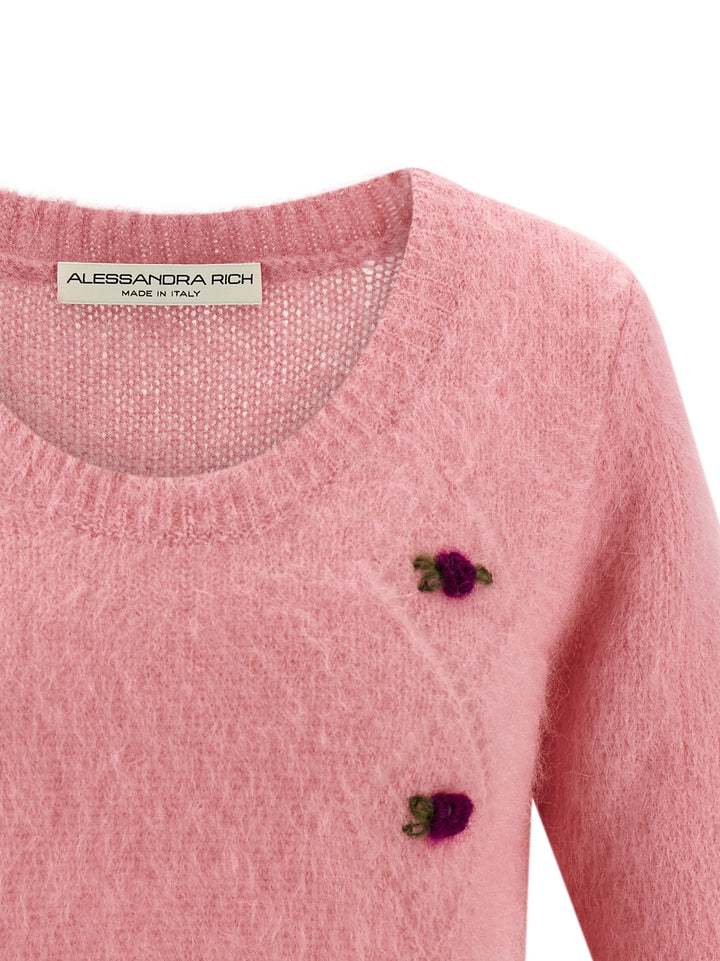 Alessandra Rich Carded Mohair Maglioni - Rosa | 45260e2511aeadef1c5397e7a5b7c436aca637cd