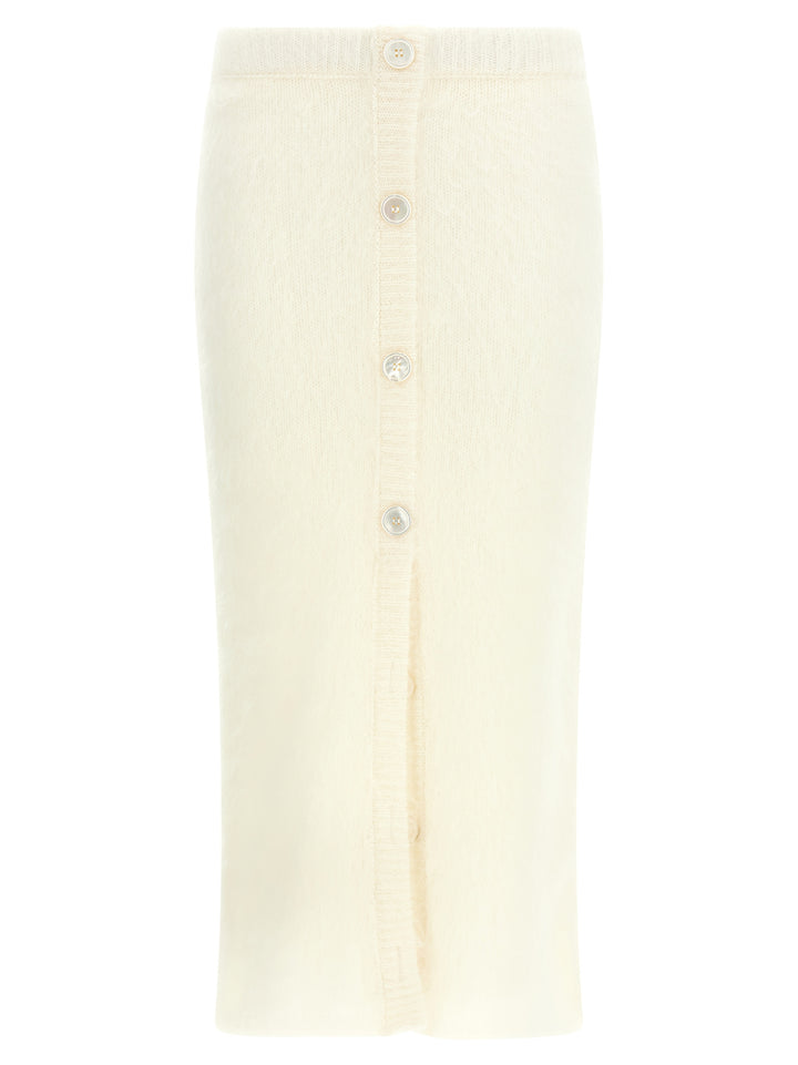 Alessandra Rich Carded Mohair Gonne - Bianco | 4ce6f6a0923c95c0b9f52a31e21469cd014f446f