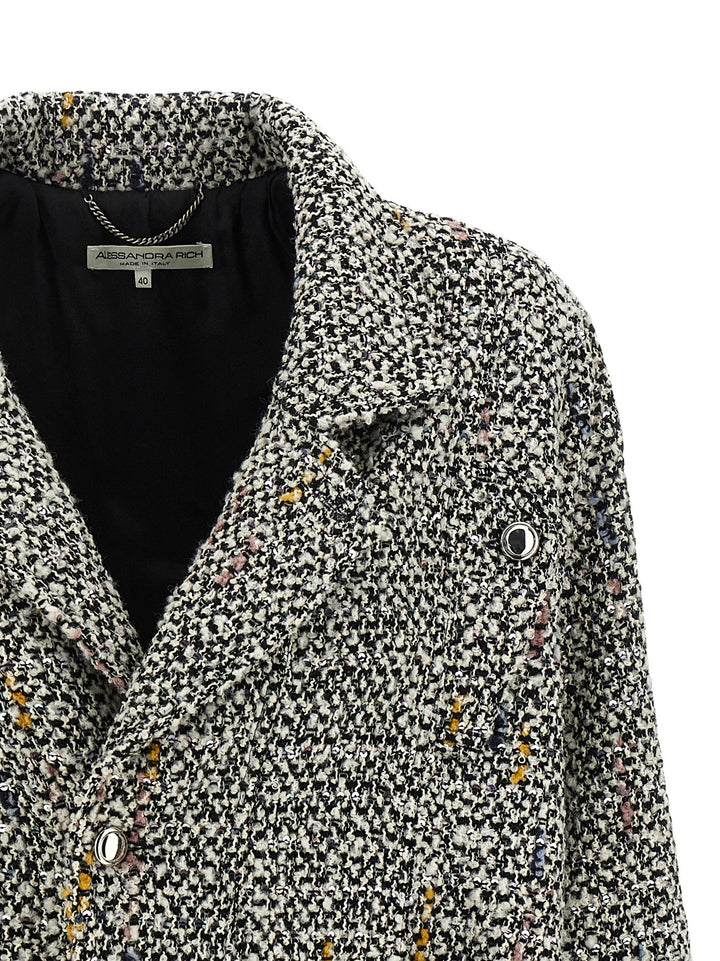 Alessandra Rich Tweed Bomber Jacket Puffer Jackets - Multicolor | 31aa928ef99430416ce35098469538c37e26baa6