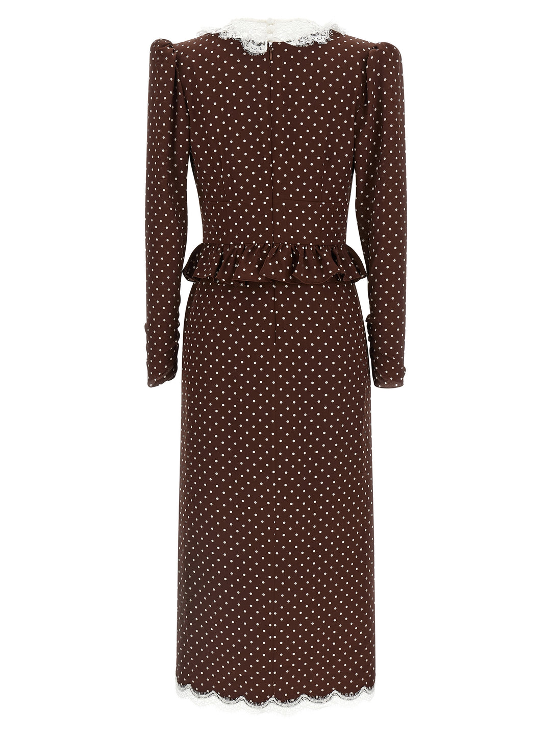 Alessandra Rich Polka Dot Midi Abiti - Marrone | 3565ebbaa664aa3d4f6b57099f5b11d68603b3e9
