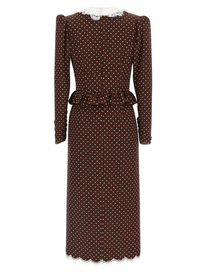 Alessandra Rich Polka Dot Midi Abiti - Marrone | 3565ebbaa664aa3d4f6b57099f5b11d68603b3e9
