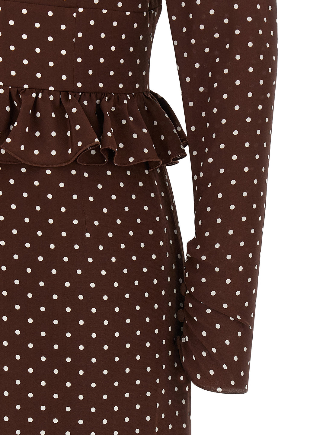 Alessandra Rich Polka Dot Midi Abiti - Marrone | 623a5aba755c5a856f270fe57ca7873d5cc49f77