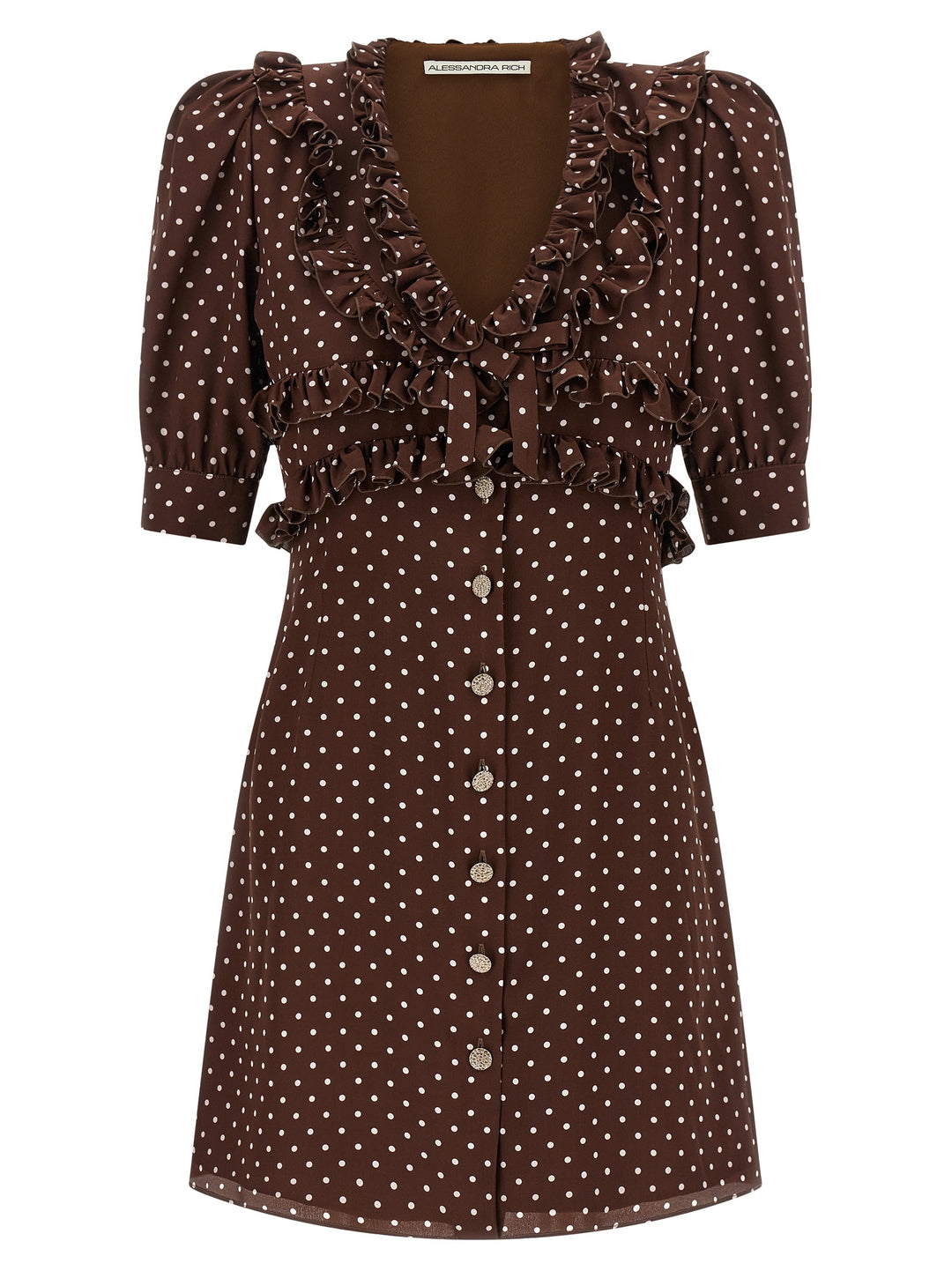 Alessandra Rich Polka Dot Mini Abiti - Marrone | d755270892b948226b7a8eae71d757dd78a76885