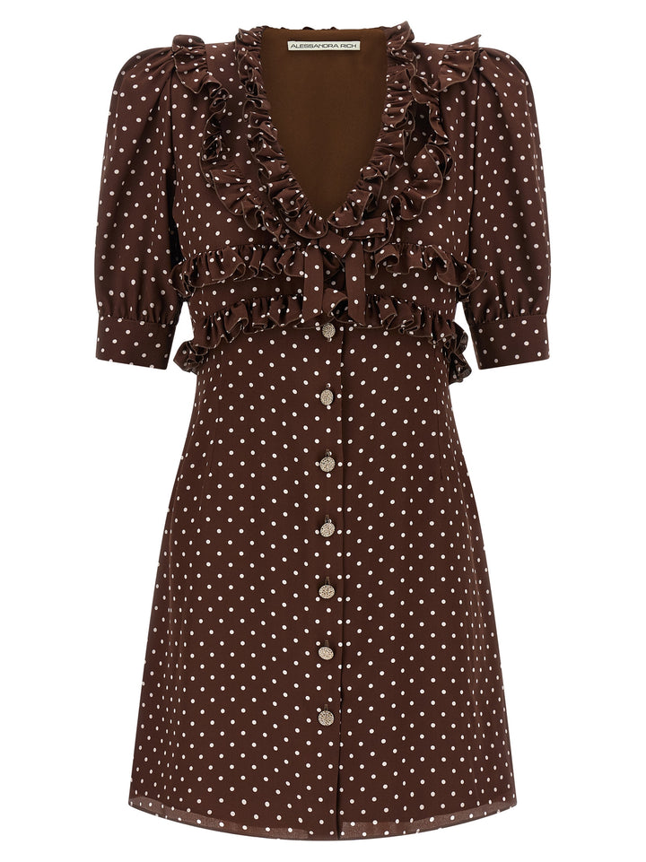 Alessandra Rich Polka Dot Mini Abiti - Marrone | d755270892b948226b7a8eae71d757dd78a76885