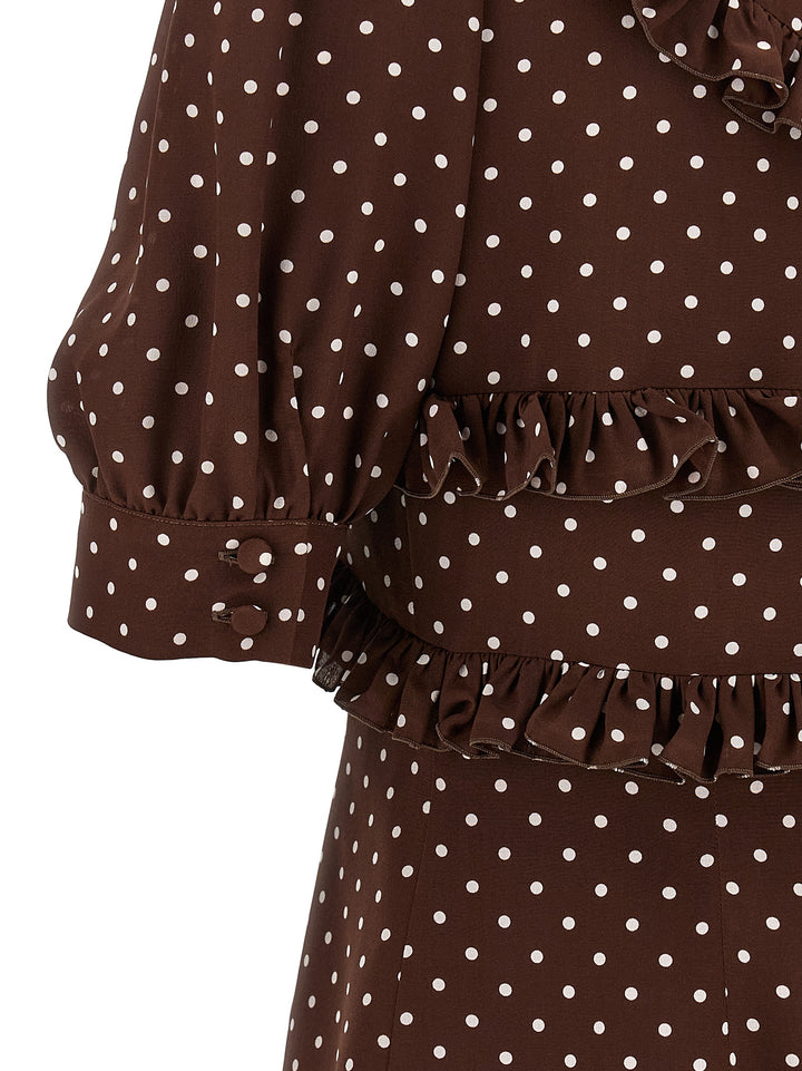 Alessandra Rich Polka Dot Mini Abiti - Marrone | f0e53ce234f26bc33e7c17ff262664bdcc8caff8
