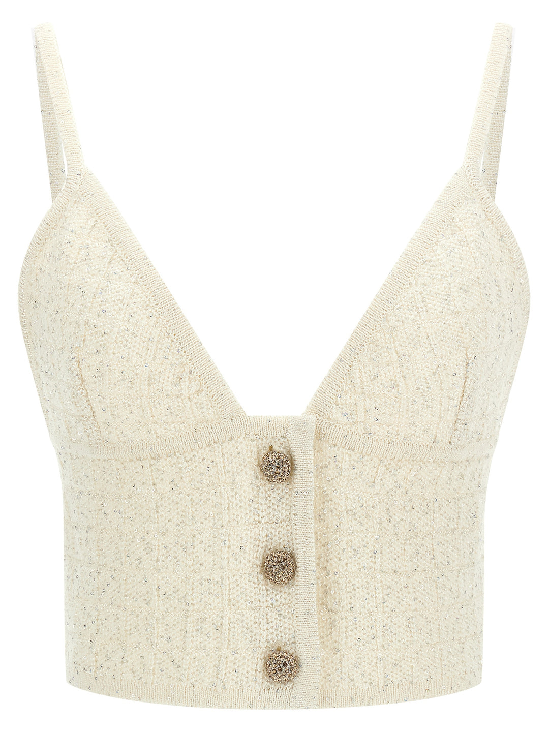Alessandra Rich Sequin Top Top - Bianco | b6f9ee7f882ec3bc6095822e14170a0499aa46bf