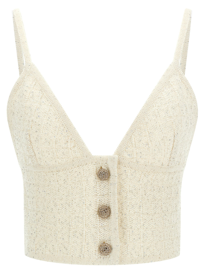 Alessandra Rich Sequin Top Top - Bianco | b6f9ee7f882ec3bc6095822e14170a0499aa46bf