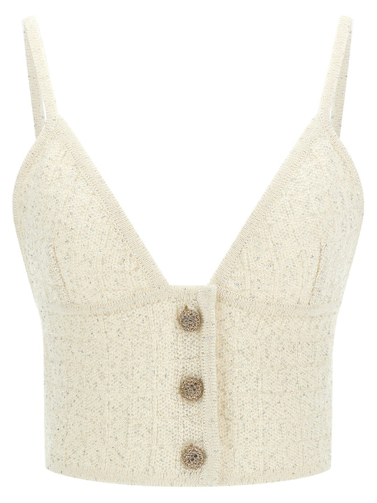 Sequin Top Top Bianco