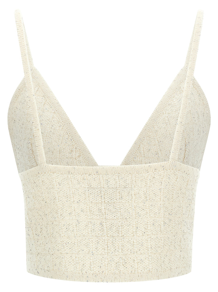 Alessandra Rich Sequin Top Top - Bianco | 3529cb4592f33344cf1164e53d00c1c6994ec1bf
