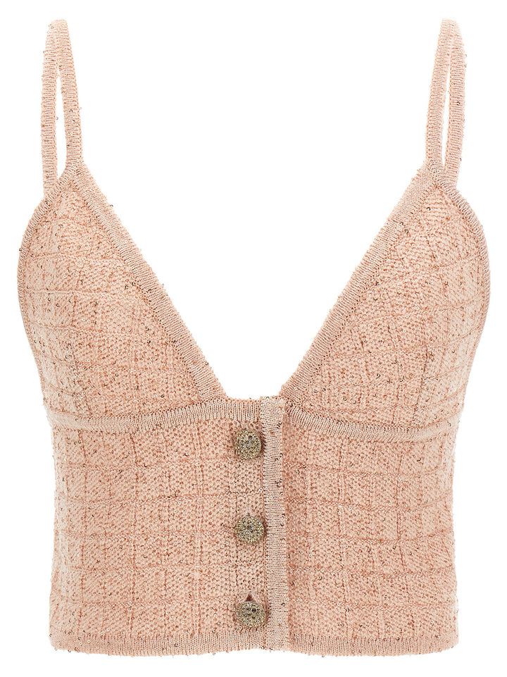 Alessandra Rich Sequin Top Top - Rosa | ca47799850a026c988bd63eaa3f0dbcbe83c76c1